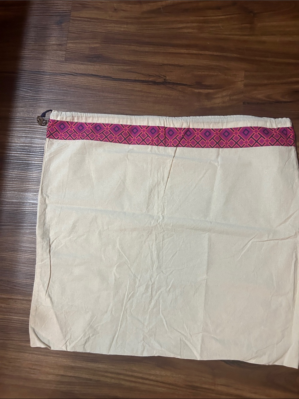 Tory Burch Cream Dust Bag with Pink Patterned Trim